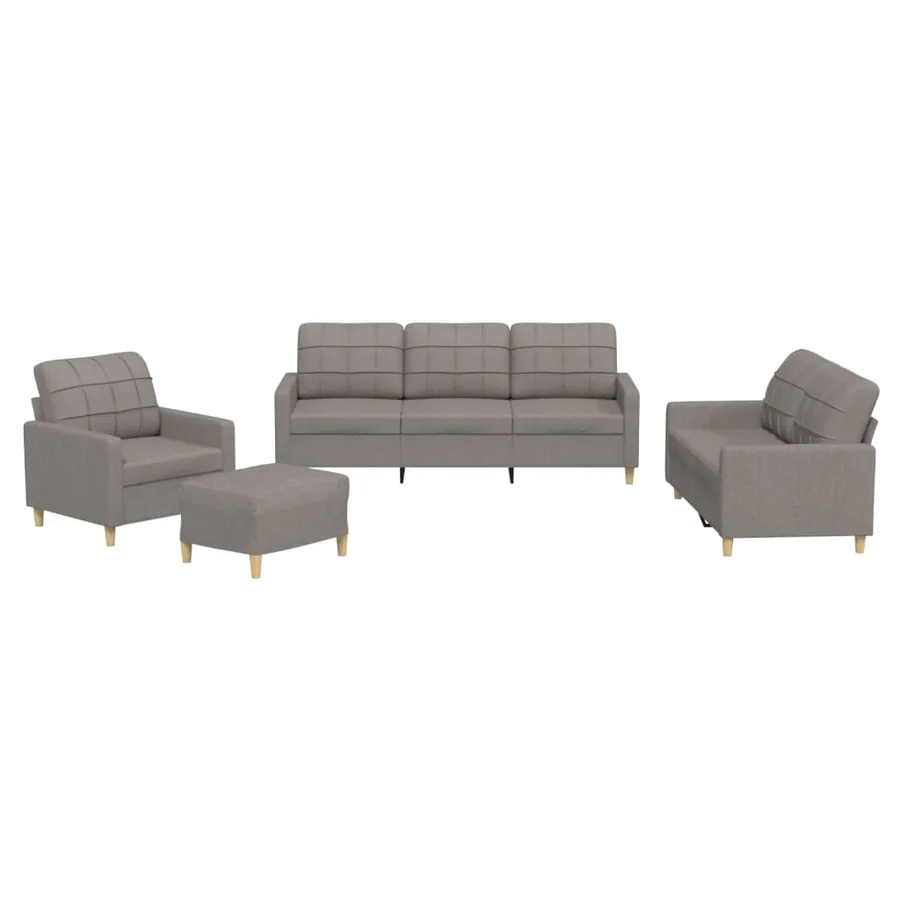 Ensemble de canapés 4 pcs avec coussins Taupe Tissu - 2