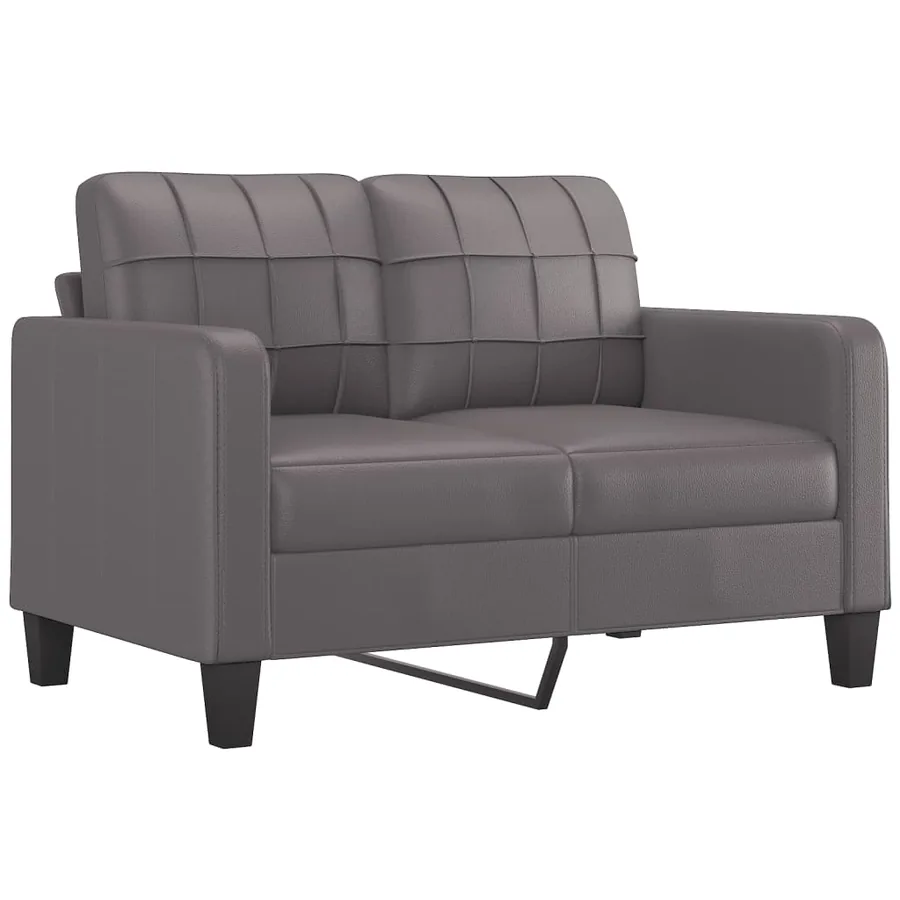 Ensemble de canapés 2 pcs avec coussins gris similicuir - 3