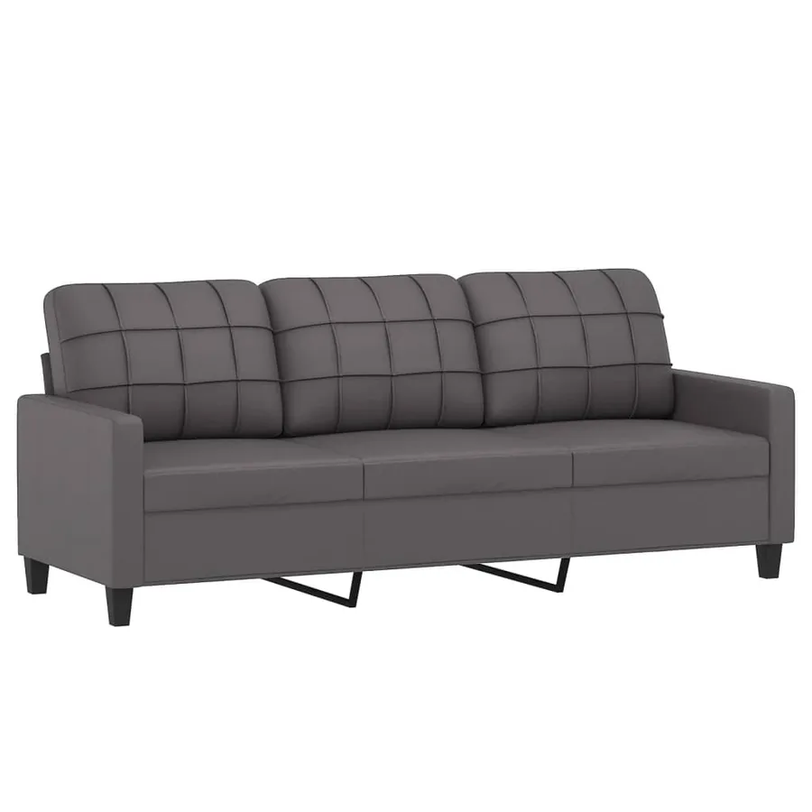Ensemble de canapés 2 pcs avec coussins gris similicuir - 4