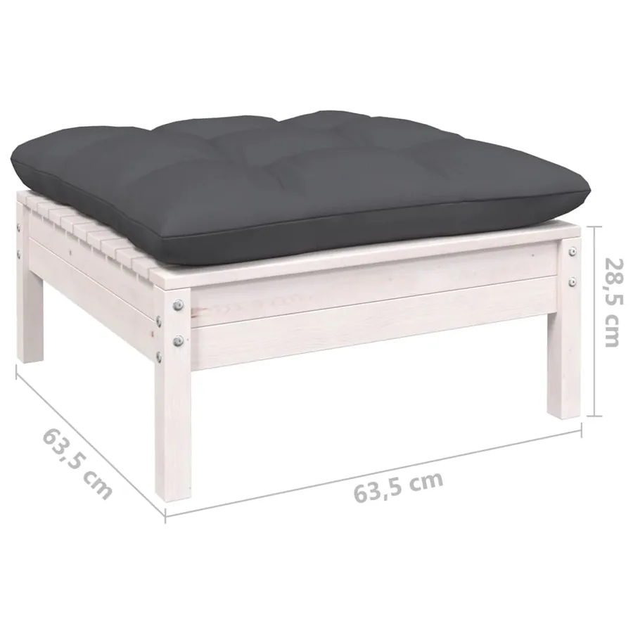 Salon de jardin 14 pcs avec coussins blanc bois de pin solide - 8