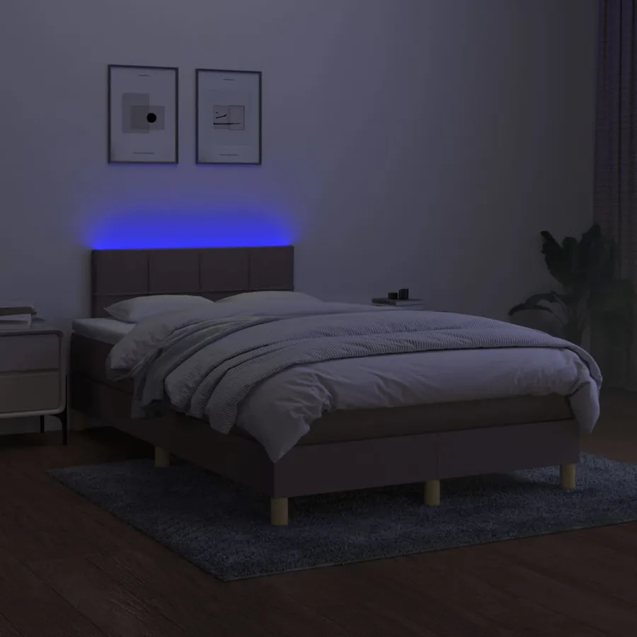 Sommier à lattes de lit avec matelas LED Taupe 120x200 cm Tissu - 4