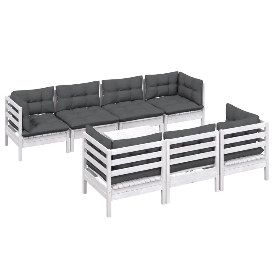Salon de jardin 8 pcs avec coussins bois de pin massif - 3
