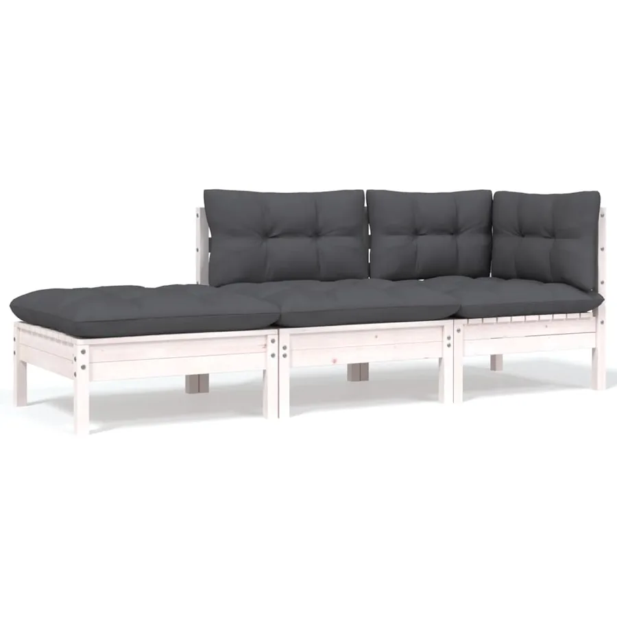 Salon de jardin 8 pcs avec coussins bois de pin massif - 8