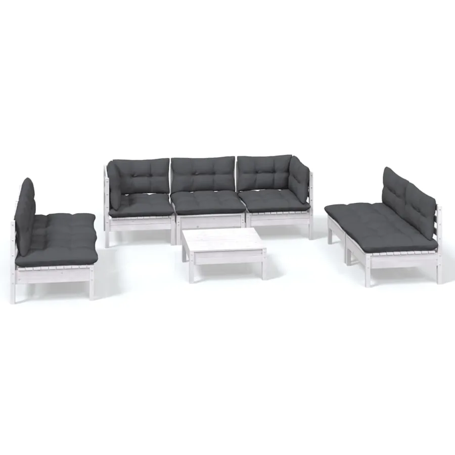 Salon de jardin 8 pcs avec coussins Bois de pin massif - 2