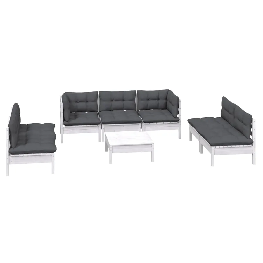 Salon de jardin 8 pcs avec coussins Bois de pin massif - 3