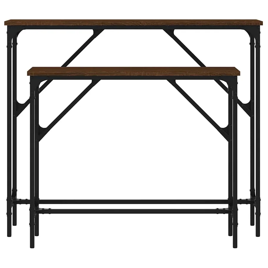 Tables console 2 pcs chêne marron bois d'ingénierie - 4