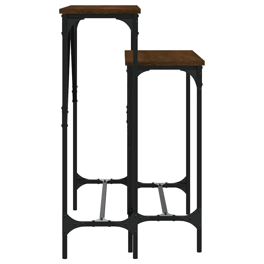 Tables console 2 pcs chêne marron bois d'ingénierie - 5