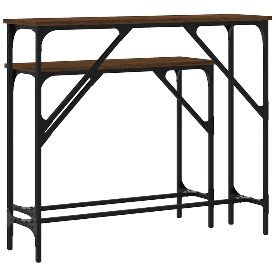 Tables console 2 pcs chêne marron bois d'ingénierie - 6