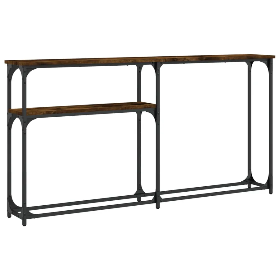 Table console chêne fumé 145x22,5x75 cm bois d'ingénierie - 2
