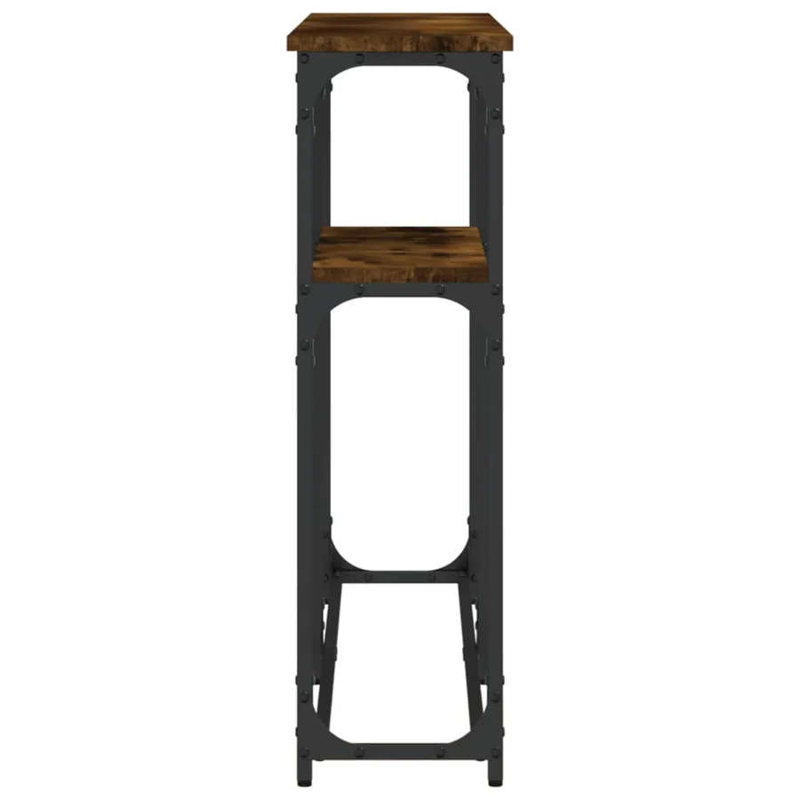 Table console chêne fumé 145x22,5x75 cm bois d'ingénierie - 5