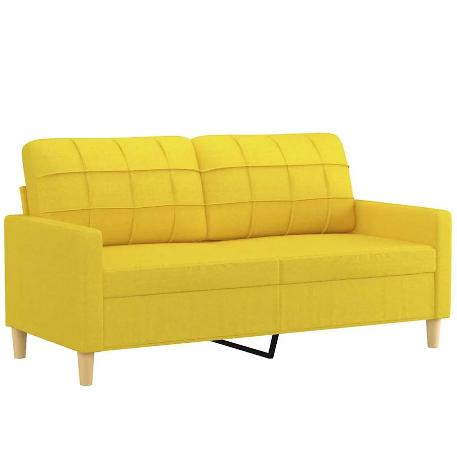 Canapé à 2 places Jaune clair 140 cm Tissu - 2
