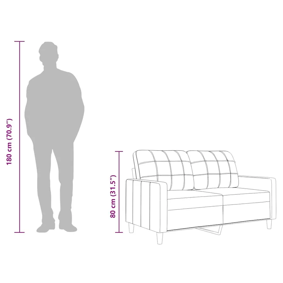Canapé à 2 places Jaune clair 140 cm Tissu - 9