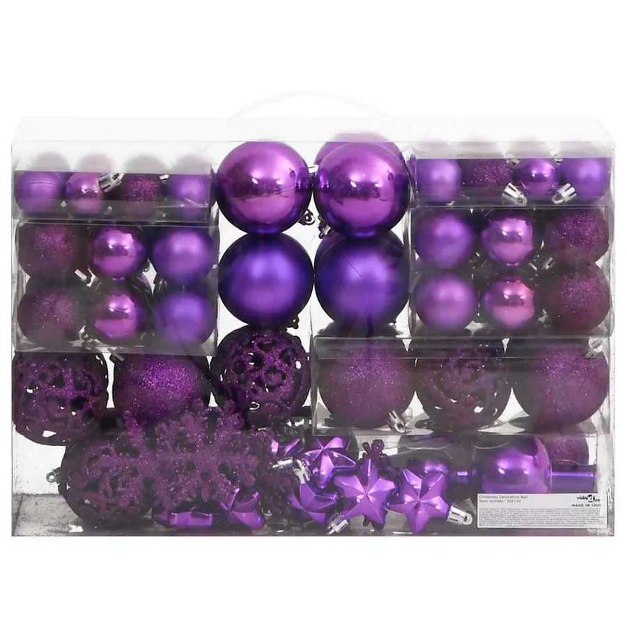 Ensemble de boules de Noël 111 pièces violet polystyrène - 2