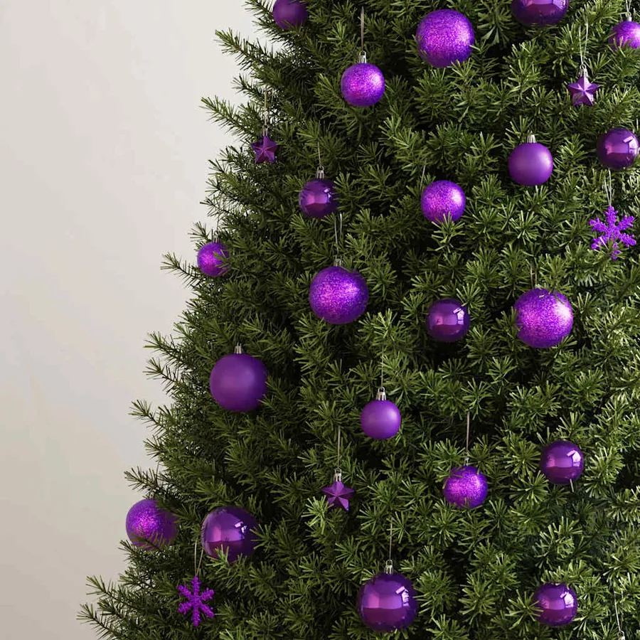 Ensemble de boules de Noël 111 pièces violet polystyrène - 3