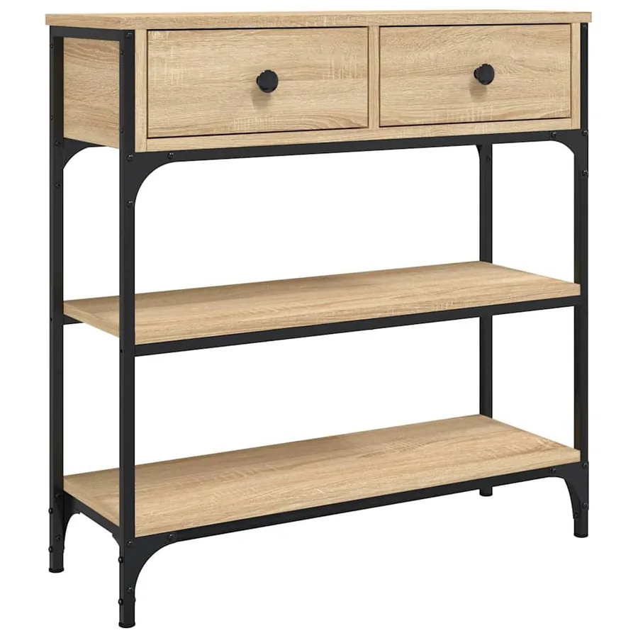 Table console chêne sonoma 72,5x25x75 cm bois d'ingénierie - 2