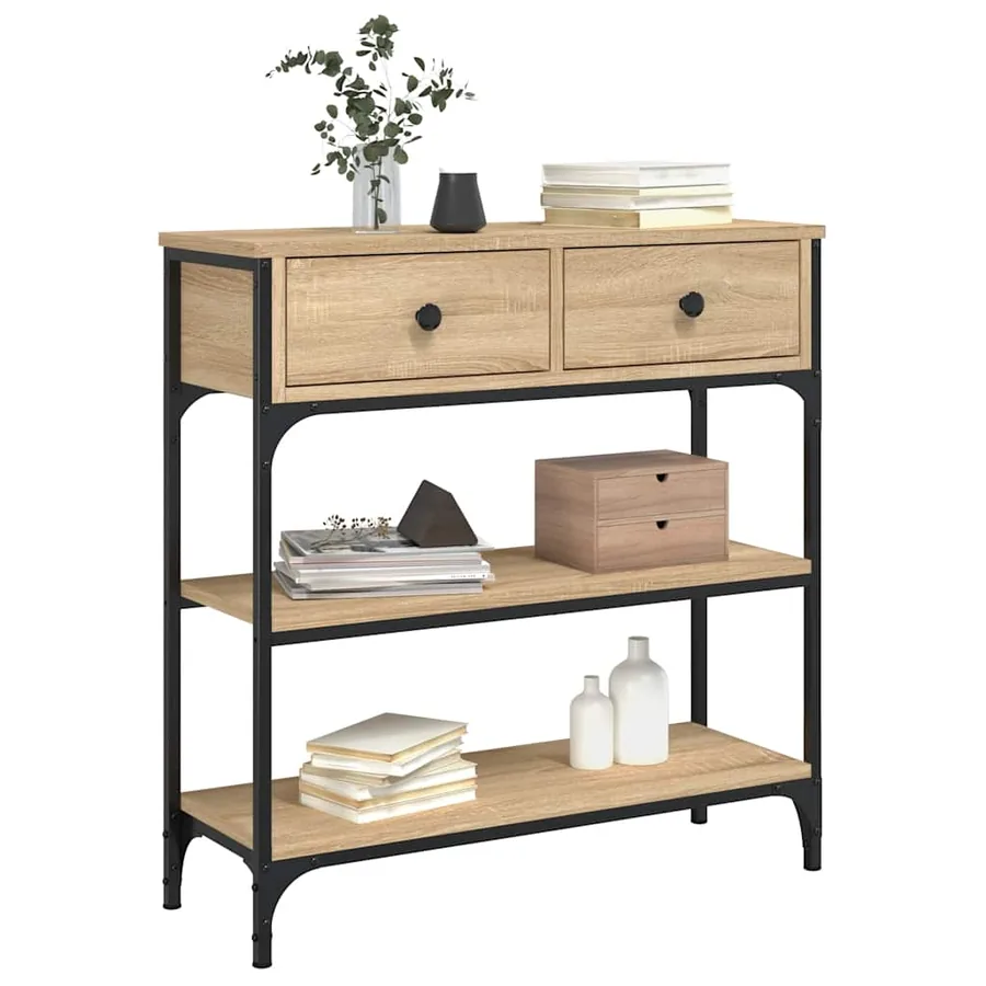 Table console chêne sonoma 72,5x25x75 cm bois d'ingénierie - 3