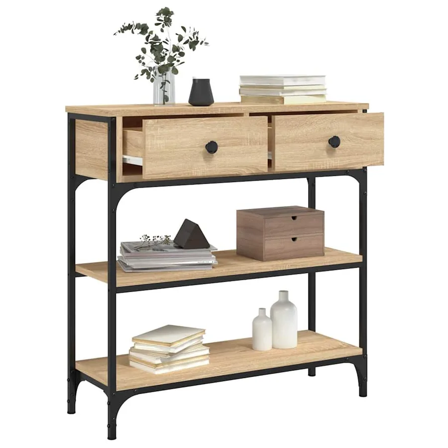 Table console chêne sonoma 72,5x25x75 cm bois d'ingénierie - 4