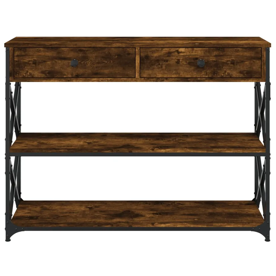 Table console chêne fumé 100x28x75 cm bois d'ingénierie - 6