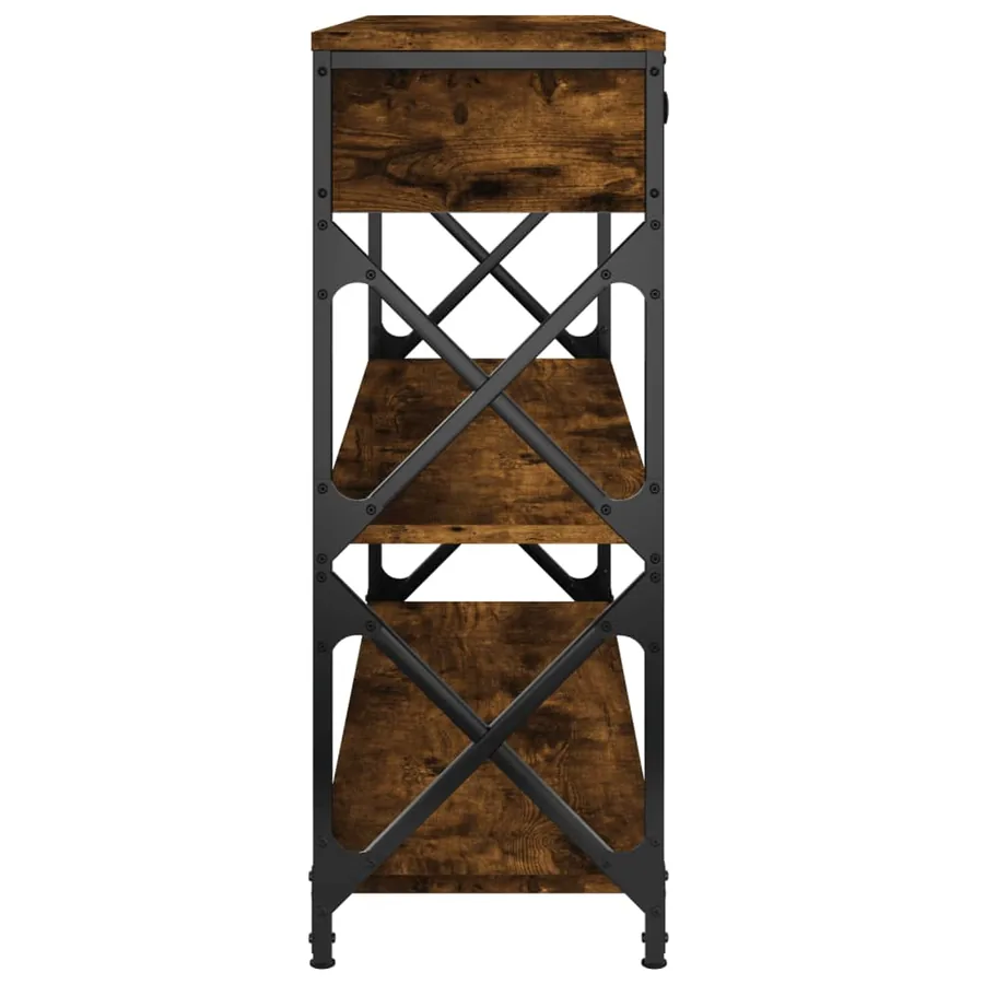 Table console chêne fumé 100x28x75 cm bois d'ingénierie - 7
