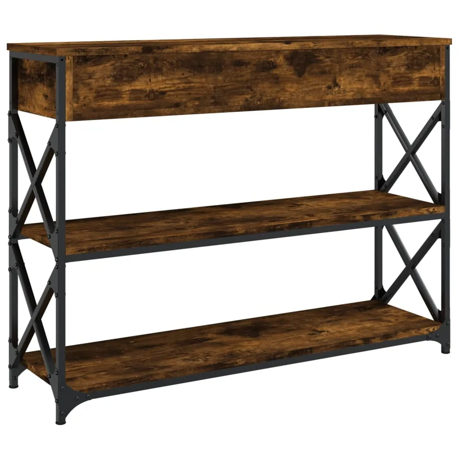 Table console chêne fumé 100x28x75 cm bois d'ingénierie - 8