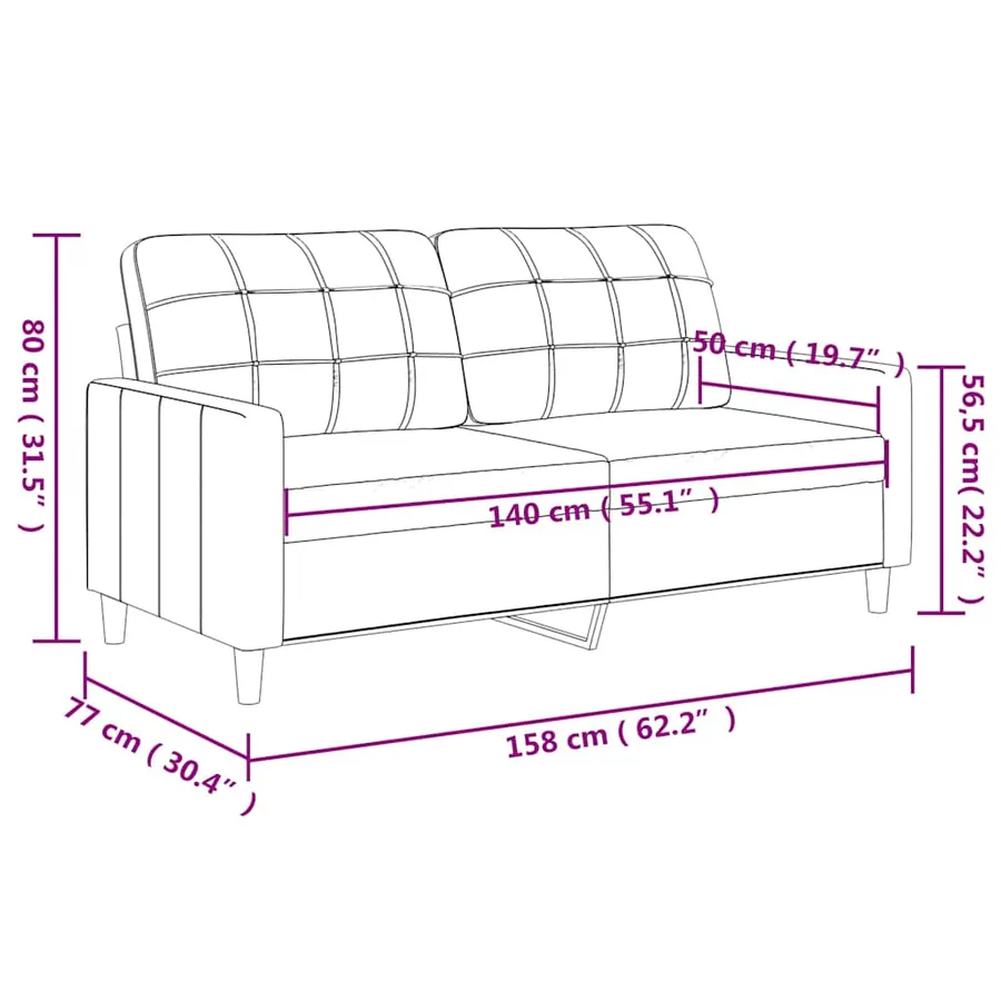 Canapé à 2 places Marron 140 cm Tissu - 8