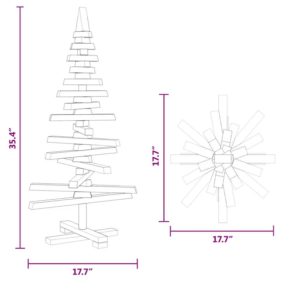 Arbre de Noël en bois pour décoration 90 cm bois massif de pin - 11