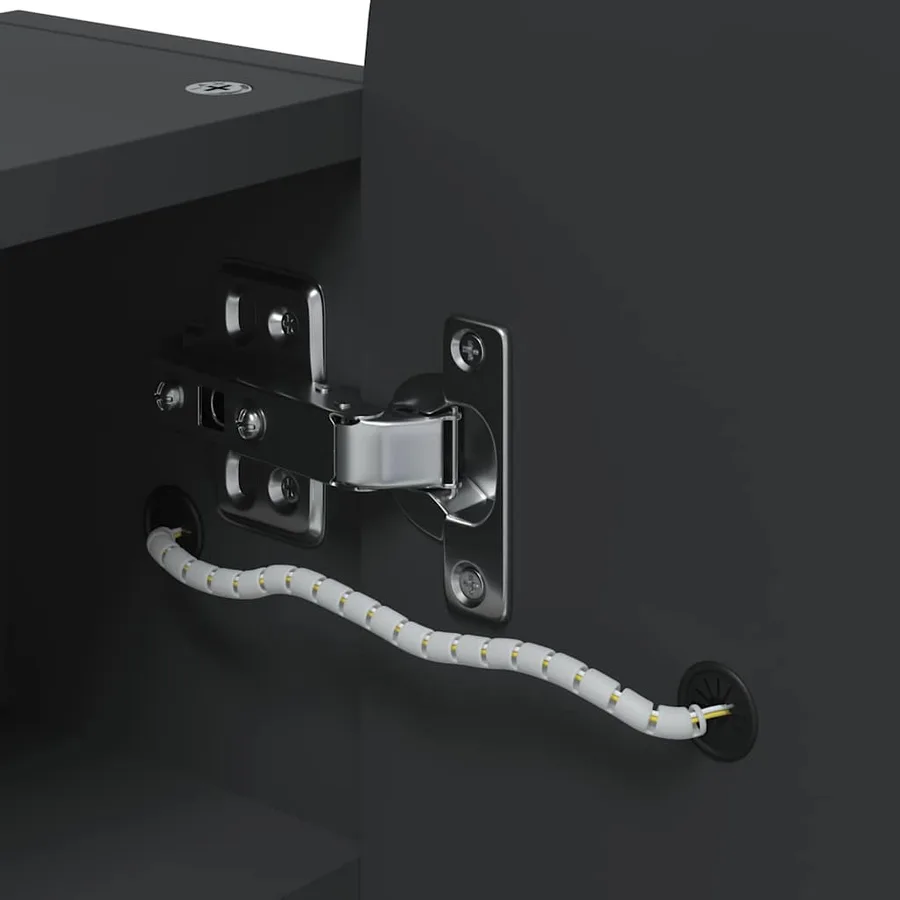 Armoire de bain à miroir avec LED arquée noir 42x13x70 cm - 10