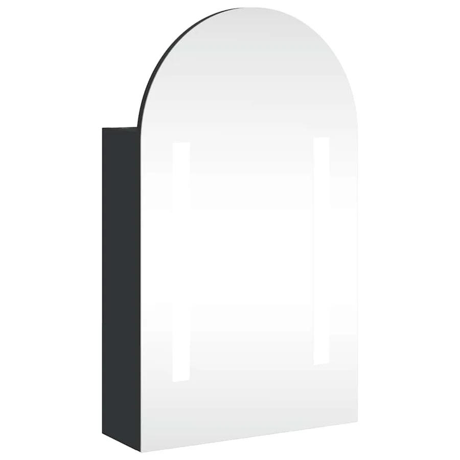 Armoire de bain à miroir avec LED arquée noir 42x13x70 cm - 2
