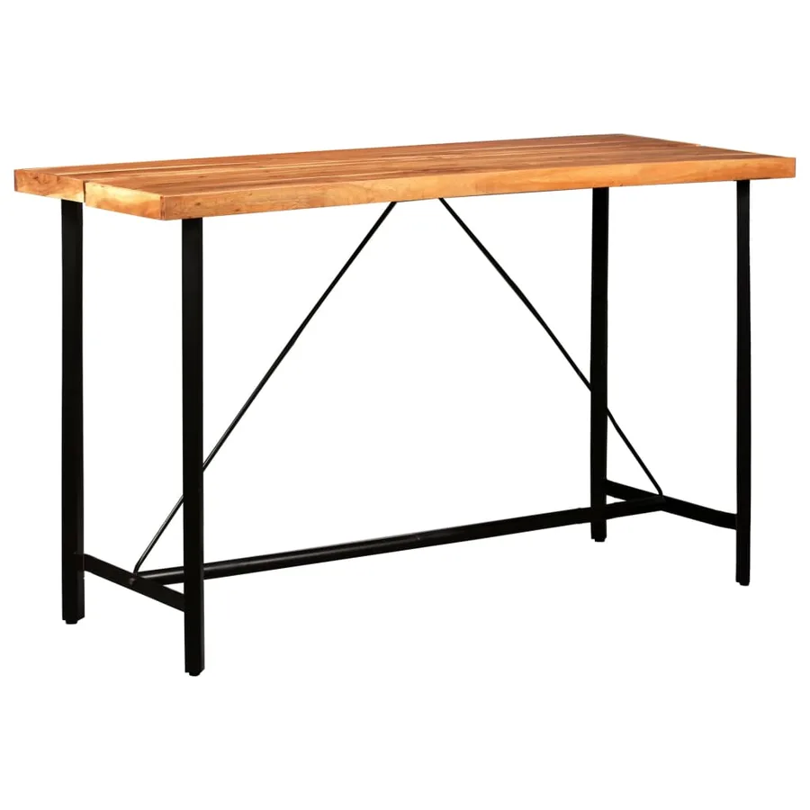 Ensemble de bar 7 pcs Bois d'acacia solide et cuir véritable - 4