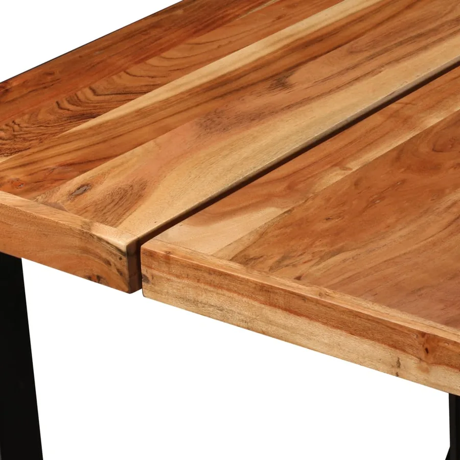 Ensemble de bar 7 pcs Bois d'acacia solide et cuir véritable - 7