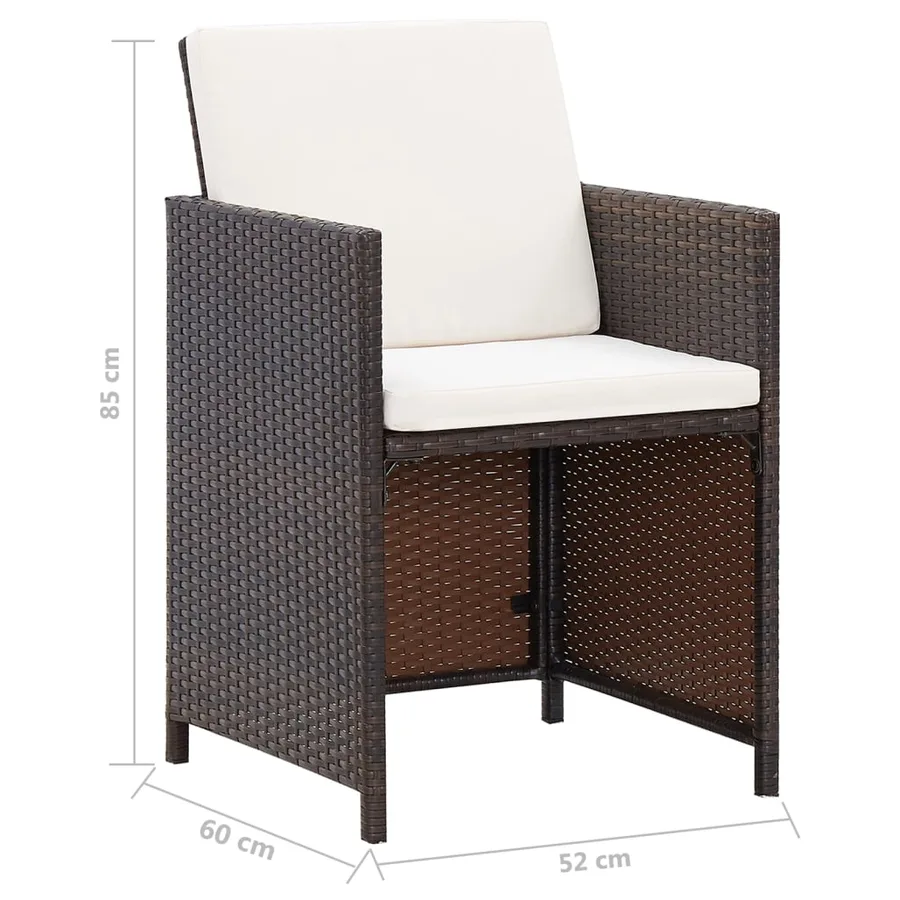 Jeu de chaise et tabouret de jardin 4 pcs Résine tressée Marron - 11