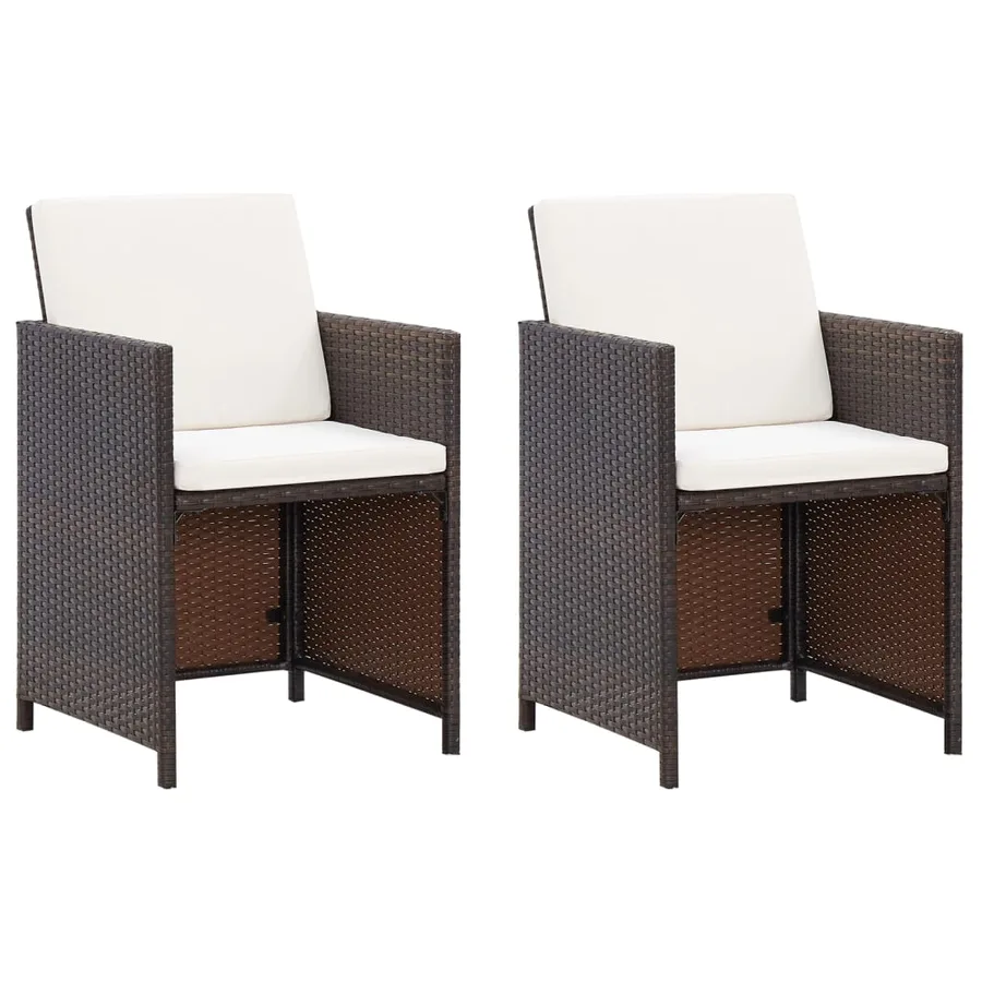 Jeu de chaise et tabouret de jardin 4 pcs Résine tressée Marron - 2