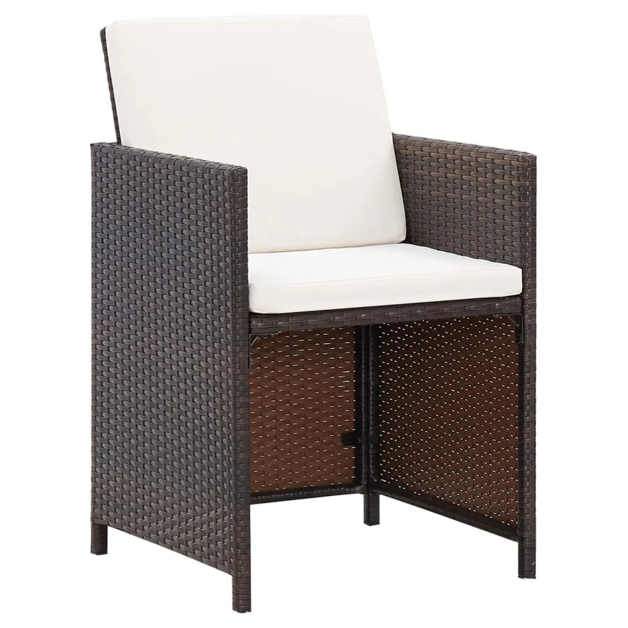 Jeu de chaise et tabouret de jardin 4 pcs Résine tressée Marron - 3