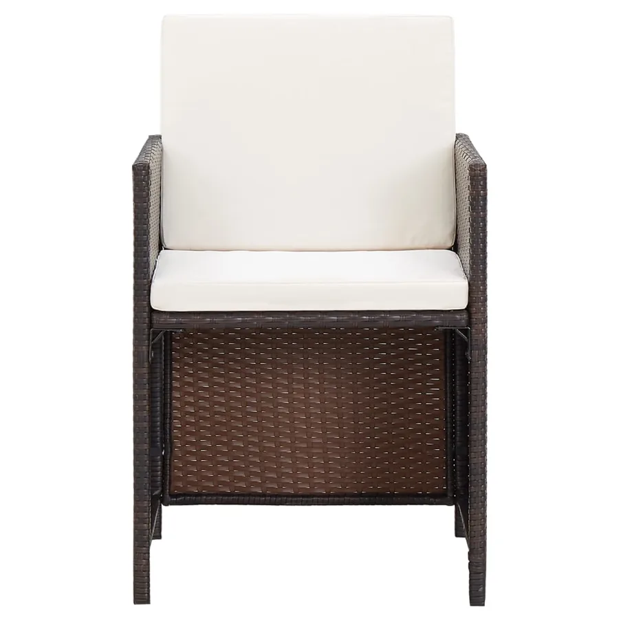 Jeu de chaise et tabouret de jardin 4 pcs Résine tressée Marron - 4