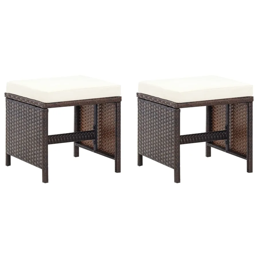 Jeu de chaise et tabouret de jardin 4 pcs Résine tressée Marron - 7