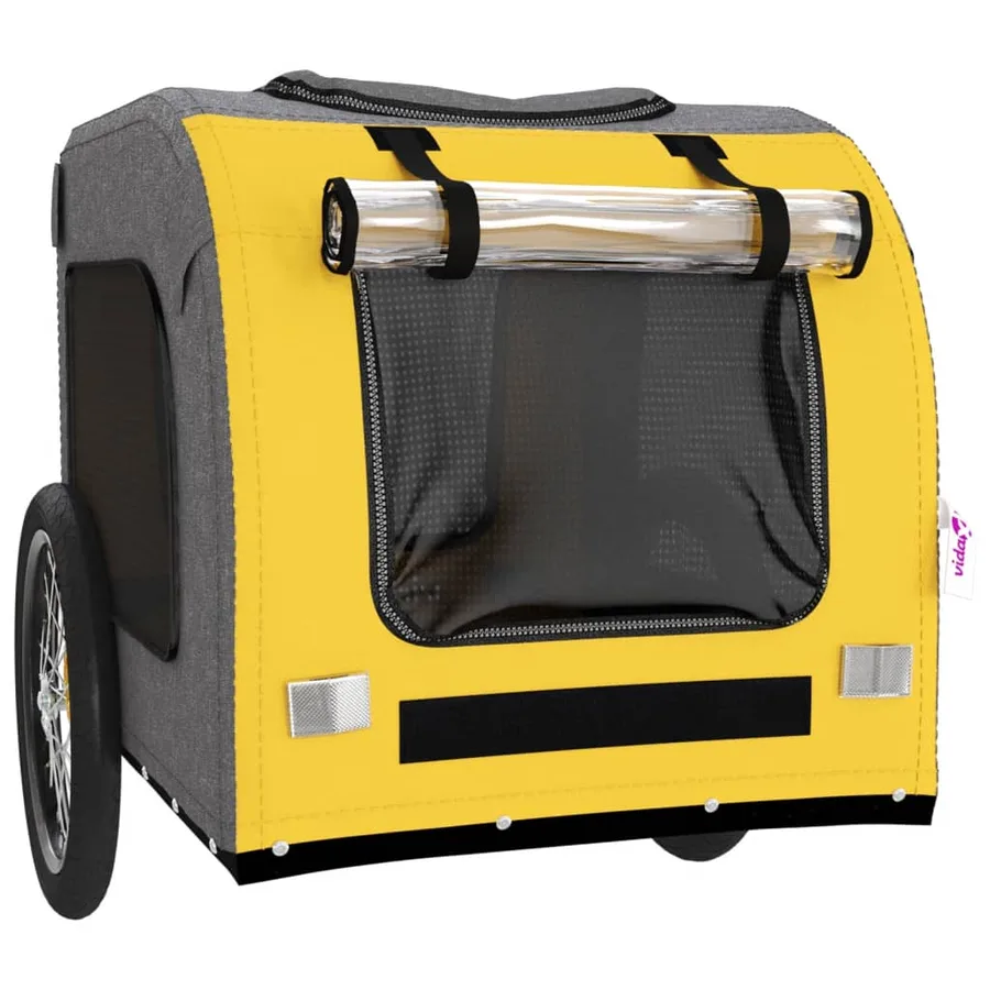 Remorque de vélo pour animaux de compagnie jaune et gris - 5