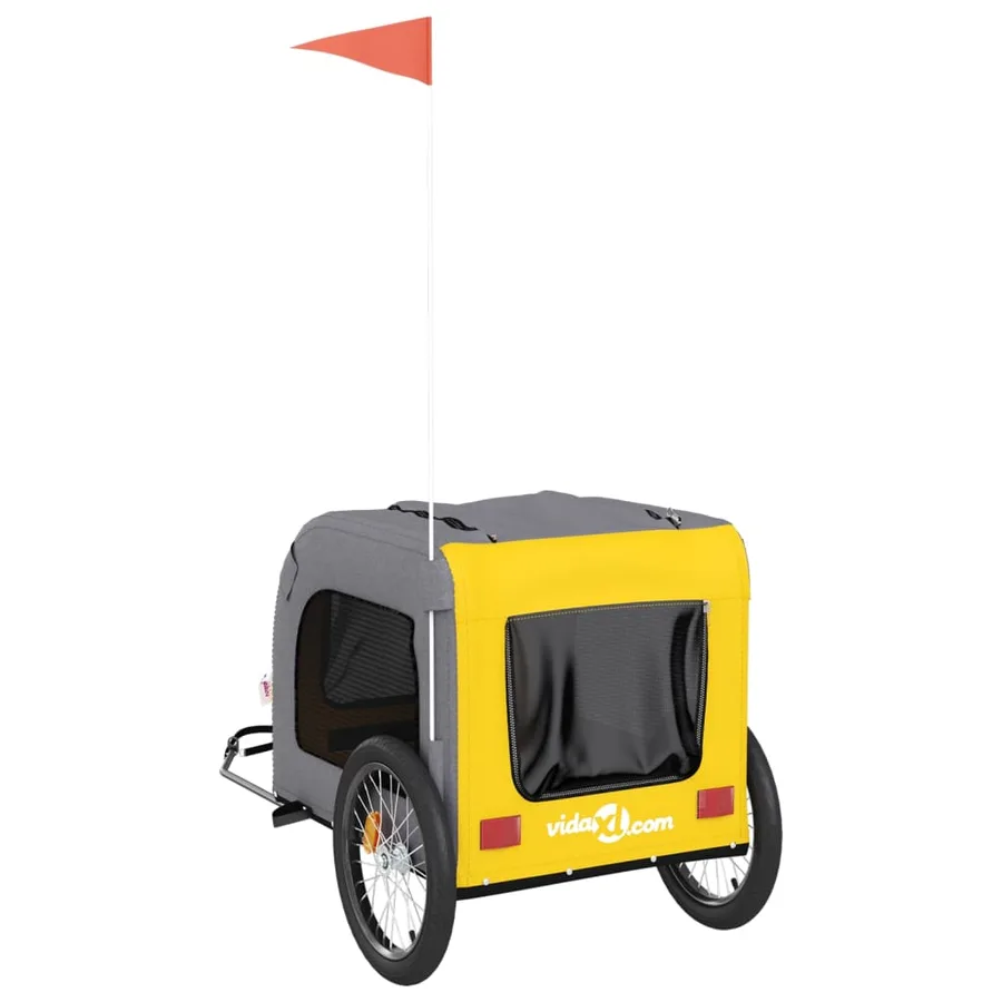 Remorque de vélo pour animaux de compagnie jaune et gris - 8