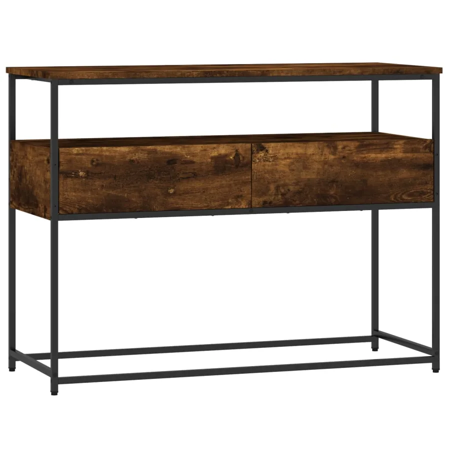 Table console chêne fumé 100x40x75 cm bois d'ingénierie - 2