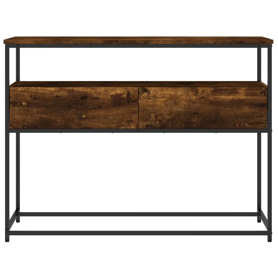 Table console chêne fumé 100x40x75 cm bois d'ingénierie - 6