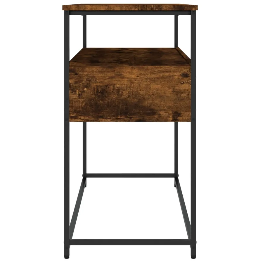 Table console chêne fumé 100x40x75 cm bois d'ingénierie - 7