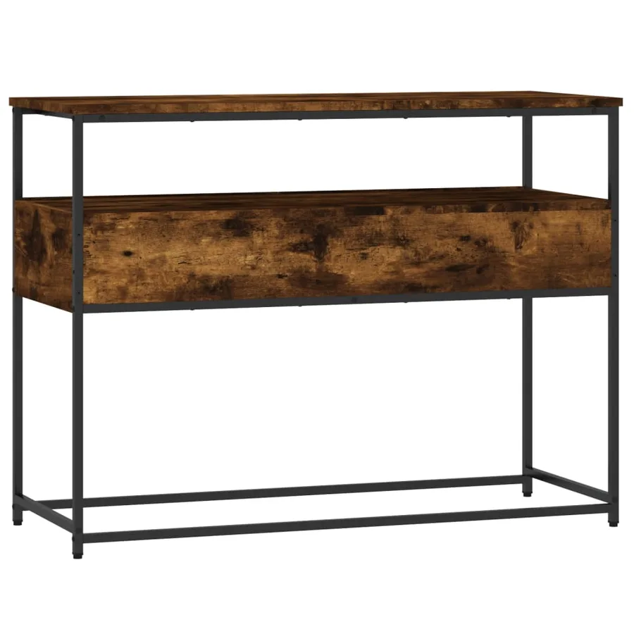 Table console chêne fumé 100x40x75 cm bois d'ingénierie - 8