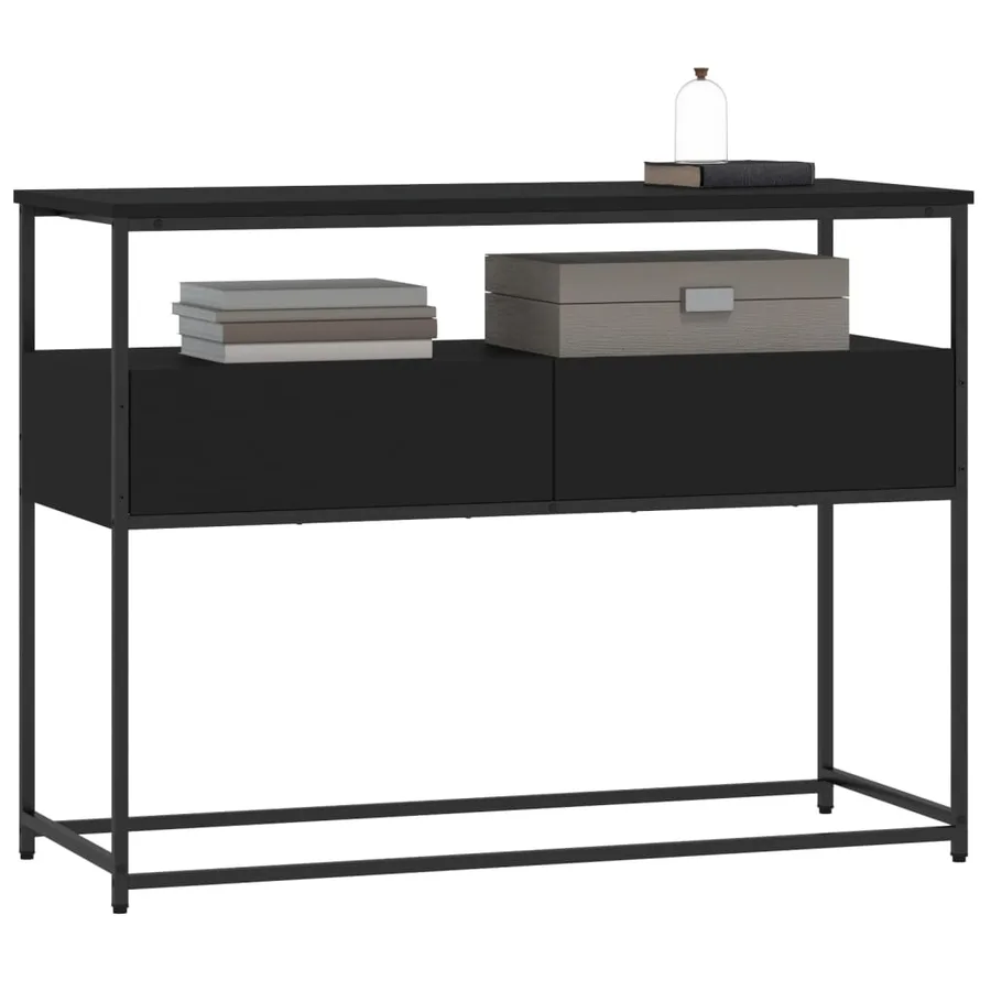 Table console noir 100x40x75 cm bois d'ingénierie - 3