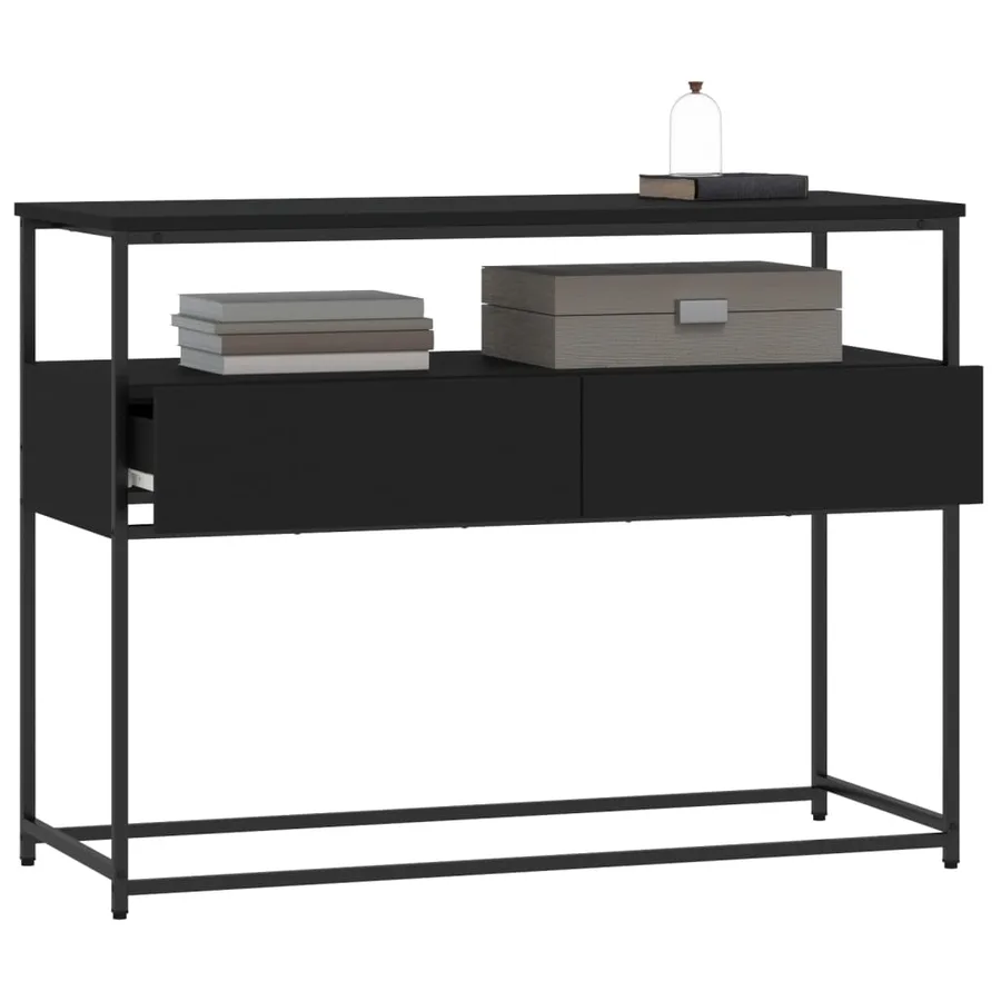Table console noir 100x40x75 cm bois d'ingénierie - 4