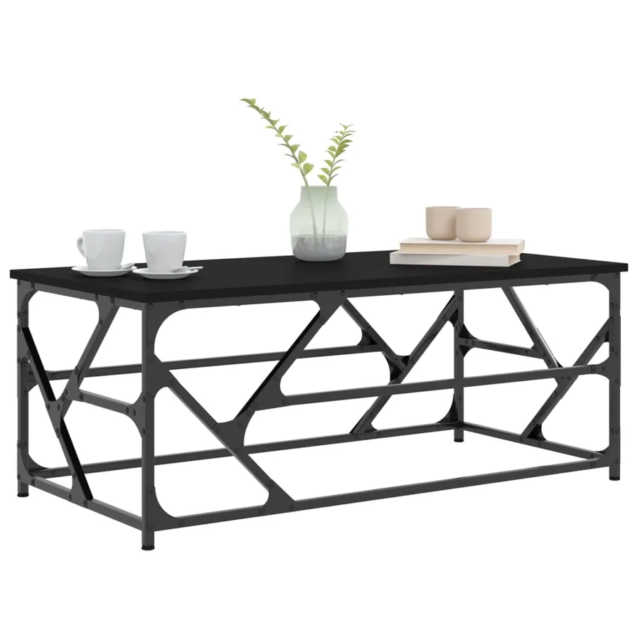 Table basse Noir 100x50x40 cm Bois d'ingénierie - 3