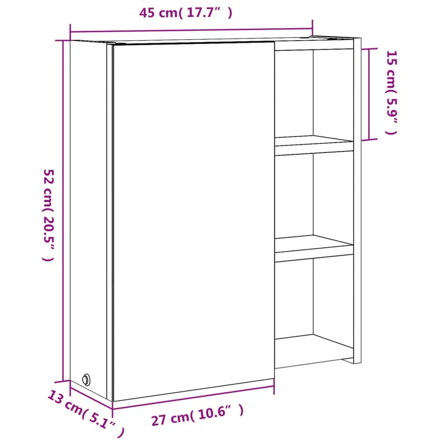 Armoire de salle de bain à miroir avec LED chêne 45x13x52 cm - 12