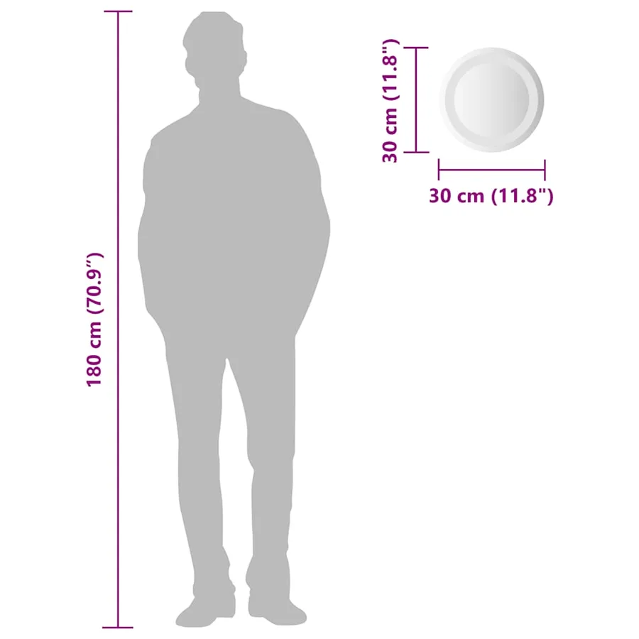 Miroir de salle de bain à LED 30 cm rond - 13