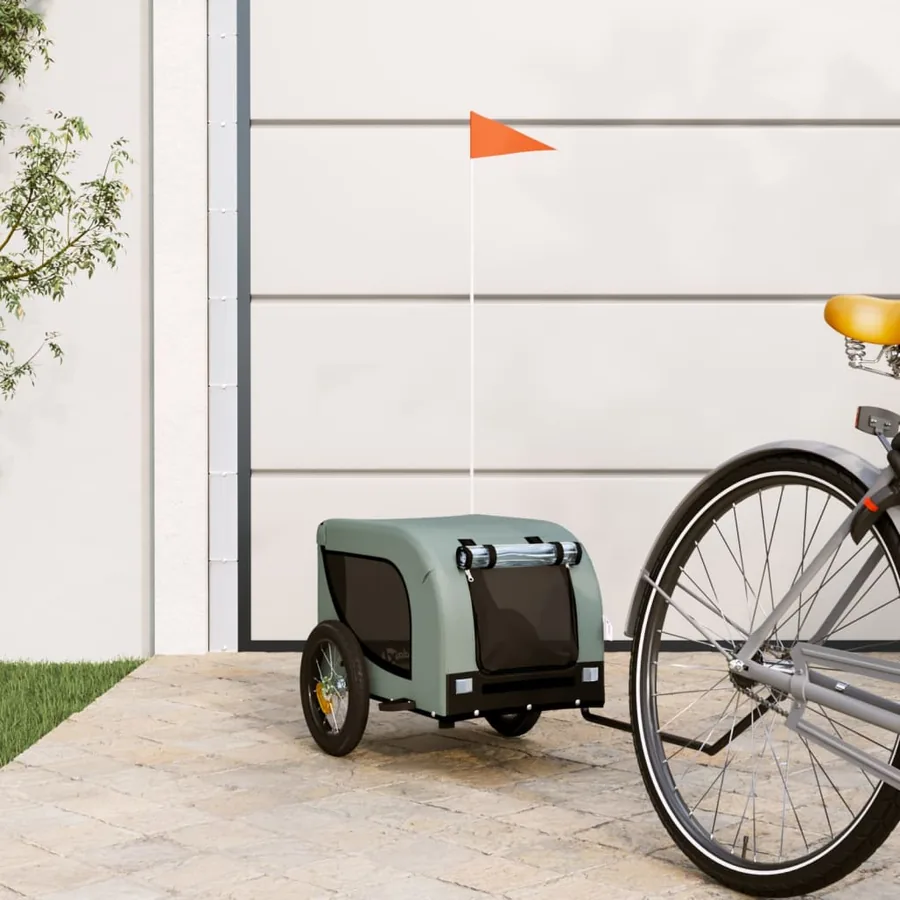 Remorque de vélo pour animaux de compagnie gris et noir
