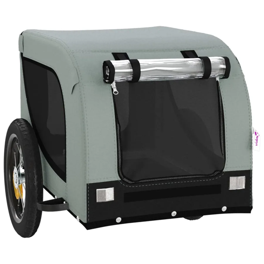 Remorque de vélo pour animaux de compagnie gris et noir - 4