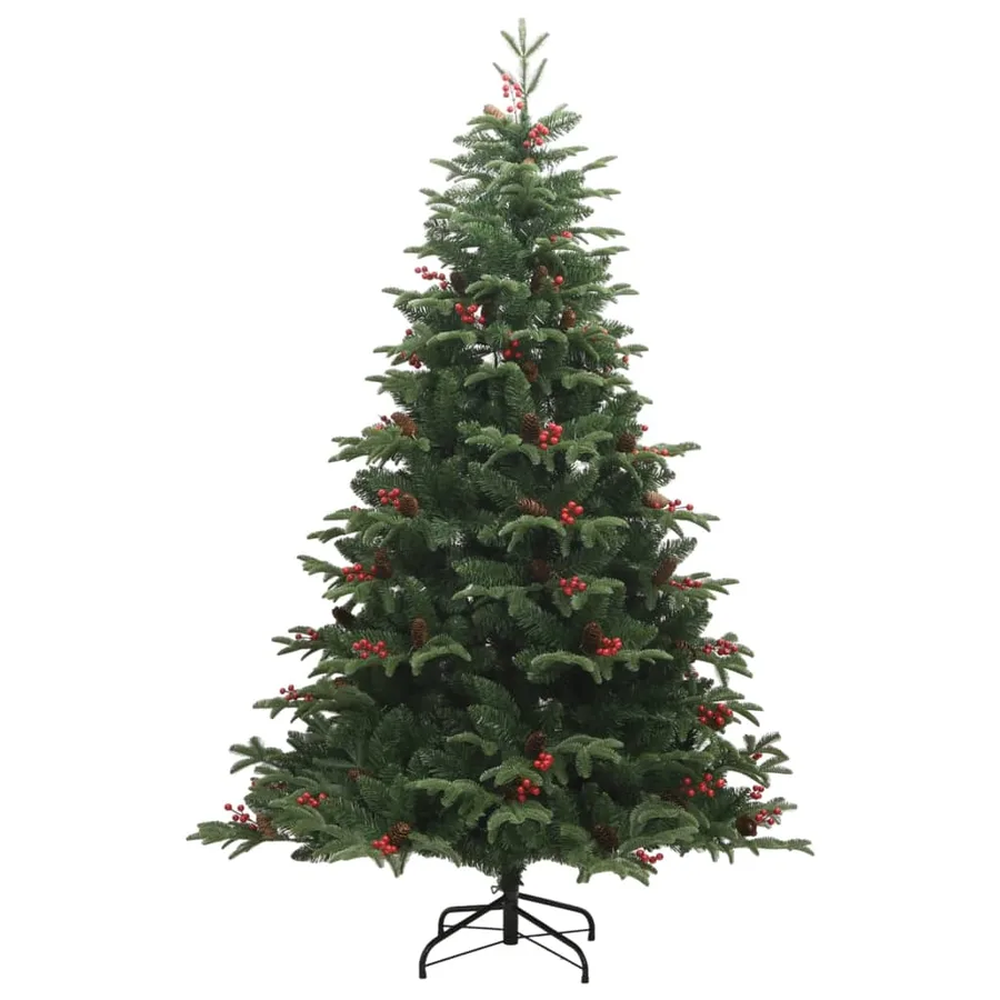 Sapin de Noël artificiel avec pommes de pin et baies 210 cm - 2