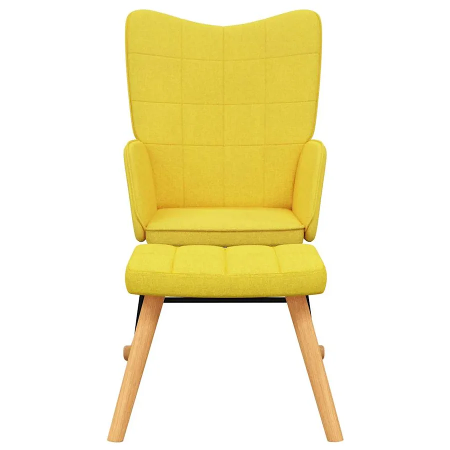 Chaise à bascule avec tabouret Jaune moutarde Tissu - 3
